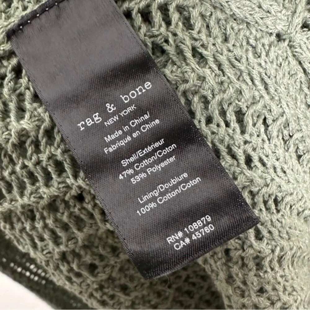 NEW Rag and Bone Riley Crochet Knit Split Hem Maxi Dress Sage Green Size XL Boho - Picture 9 of 15